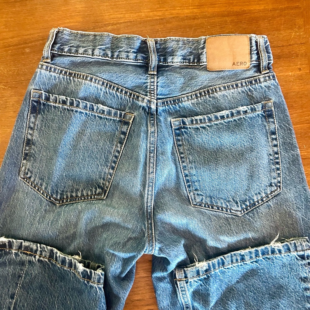 Aeropostale Women's Distressed 90’s Baggy Jeans - Size 4 Reg - Cotton Denim - Picture 5 of 8